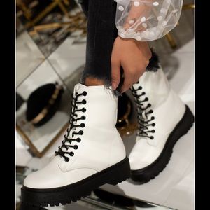 Miss Lola Brand New White Combat Boots